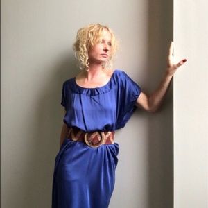 Yves Saint-Laurent blue silk dress, made in Italy